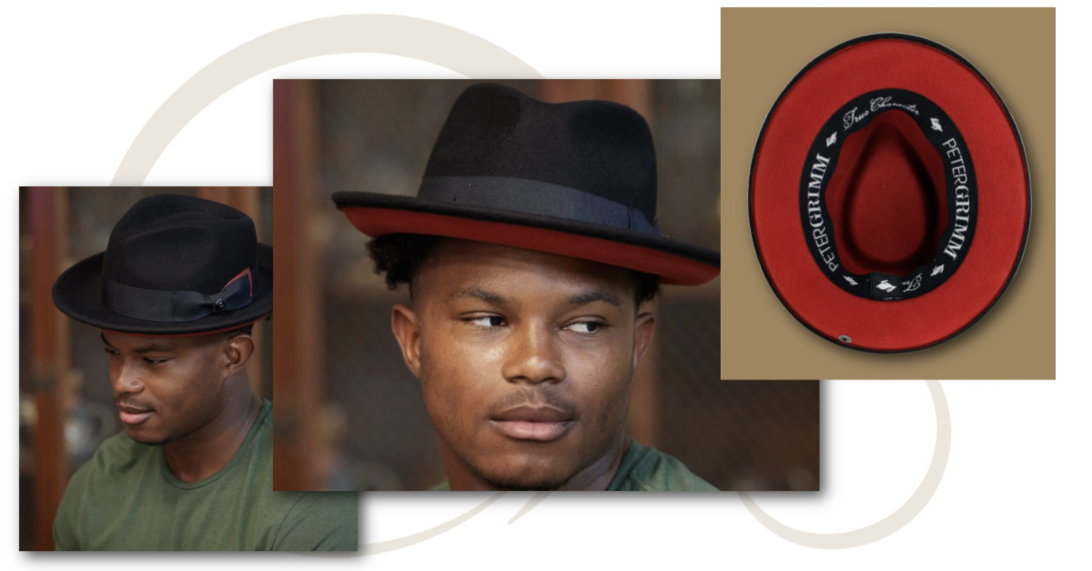 100% Wool Felt Fedora. 2.5″ brim. Finished with a grosgrain ribbon band and Peter Grimm pin
